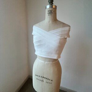 White Bandage Off-Shoulder Stretch Top w/ Back Zipper (Statement Piece)